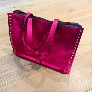 Valentino Pink Tote with Gold Studs